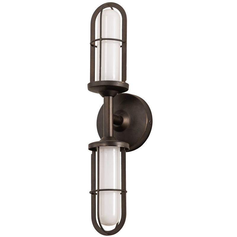 2 - Light LED Armed Sconce, Weathered Brass