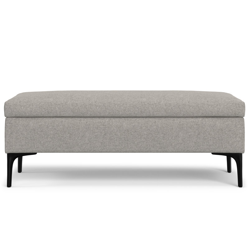 Rebecca 48"W Upholstered Coffee Table Storage Ottoman with Lift-Top Lid and Metal Legs
