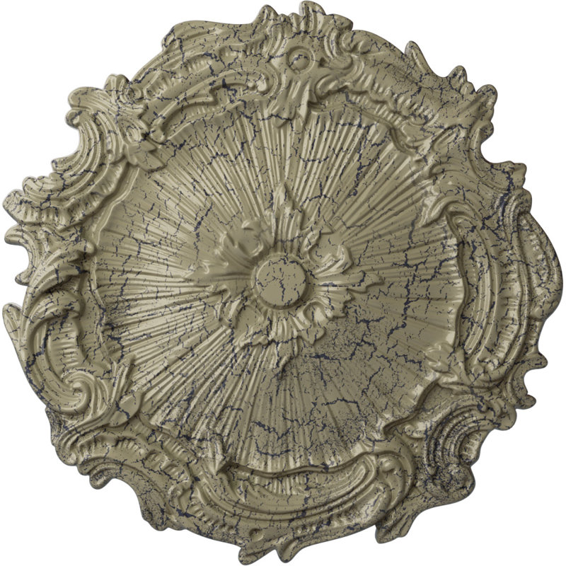 Médaillon de plafond Endurathane Medea, DO 16 1/2 po x P 3 7/8 po x P 1 1/2 po (convient aux auvents jusqu'à 5 3/8 po), finition de foyer en pierre peinte à la main