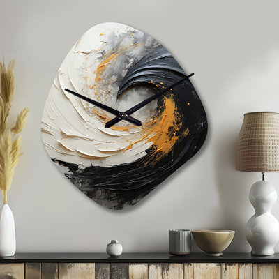 Infinite Motion IV - Abstract Spirals Unique Shape Metal Wall Clock, Modern Asymmetrical Wall Clock Print
