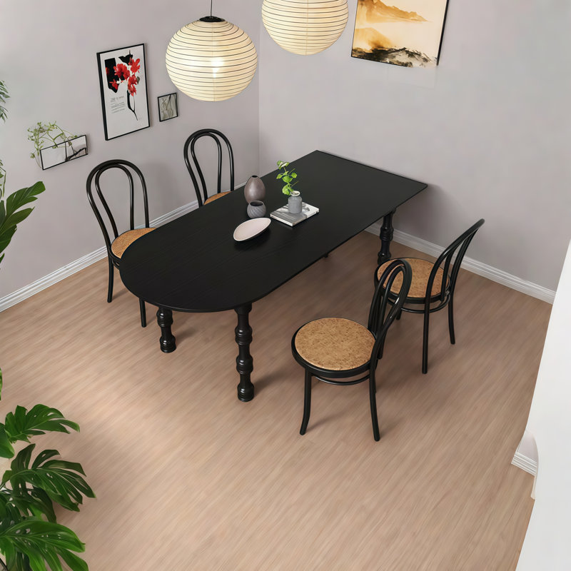 Black Free Form Solid Wood Dining Table, 29.5" H x 86.6" L x 35.4" W