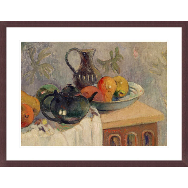 «Teiera brocca e frutta» par Paul Gauguin - Impression sur toile encadrée, H 22,91 po x l 29,5 po