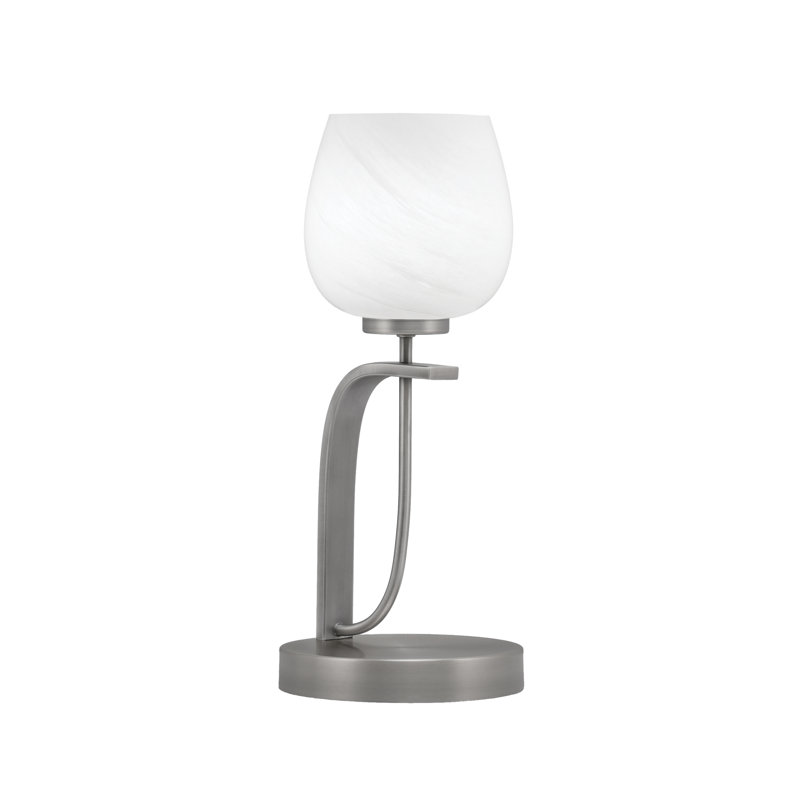 Lampe d'appoint Cavella illustrée d'un verre en marbre blanc de 6 po, Graphite