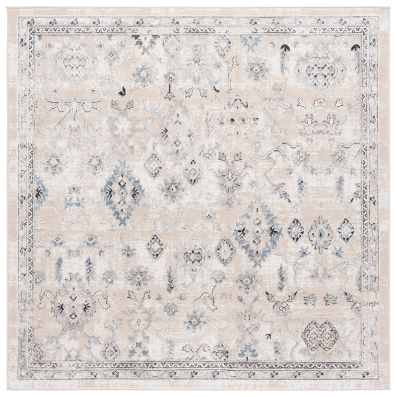 Tapis oriental d'intérieur / extérieur Henchy Performance, Carré 6 pi 7 po