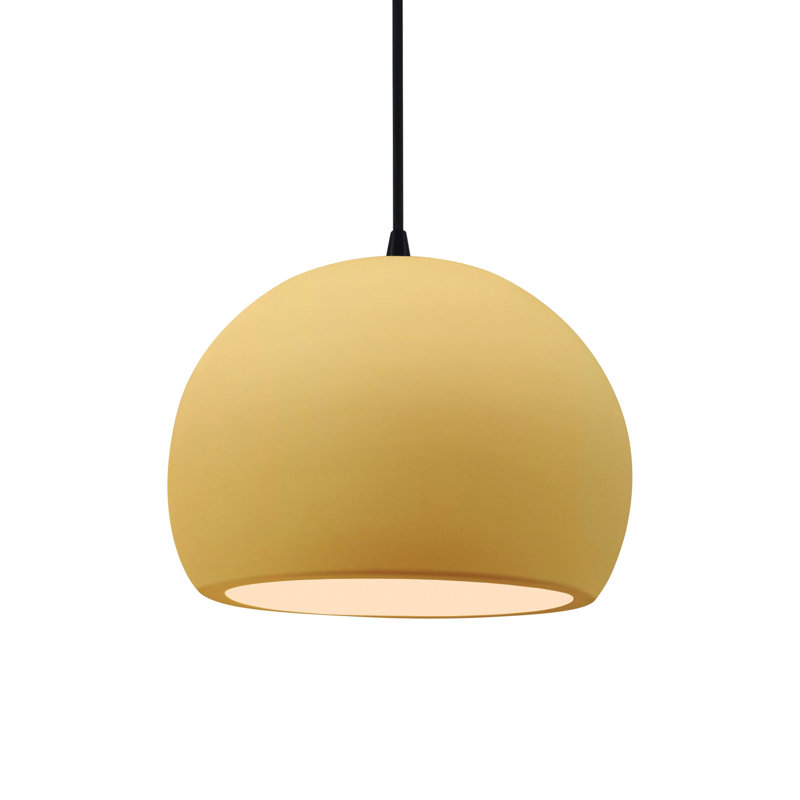 Luminaire suspendu à 1 lumière Aschwin, H 7,75 po x l 10 po x P 10 po, Jaune atténué, Noir mat