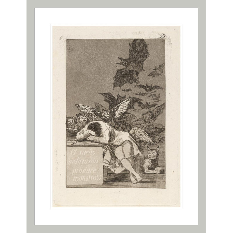 El Sueño de la Razon produit des monstruos. (Le sommeil de la raison produit des monstres.) Par Francisco de Goya, impression par estampe numérique encadrée