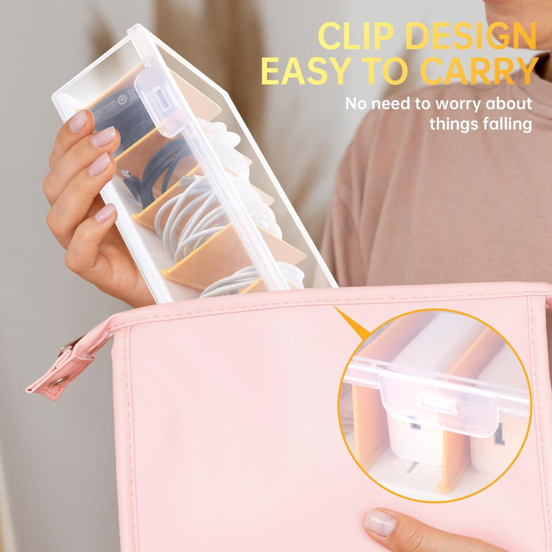 Ensemble de 2 boîtes de rangement de câbles transparentes avec couvercle, organisateur de rangement pour cordon de câble en plastique, organisateurs de bureau, rangement d'accessoires multifonctionnel pour bureau à tiroirs, empilable