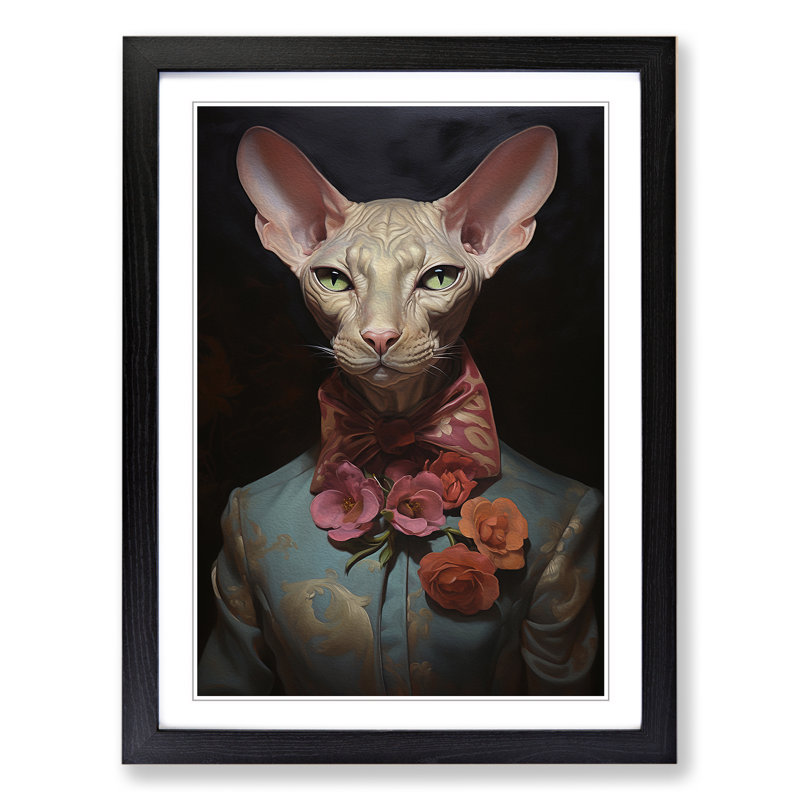 Sphynx Cat Orphism - Framed Print, Black , 34cm H x 25cm W x 2cm D