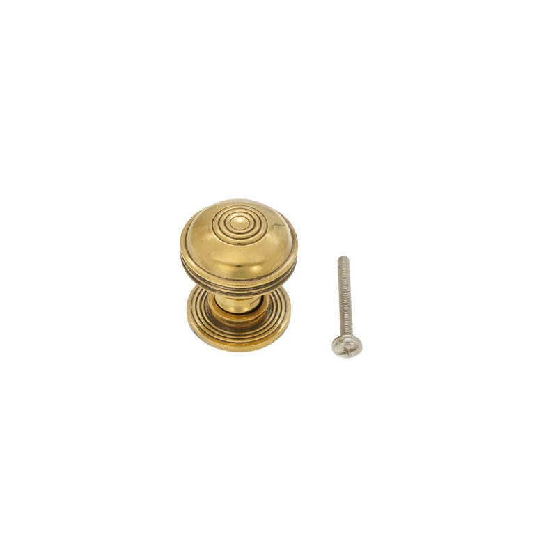 Small Preston 32mm Diameter Mushroom Knob, Aged Brass