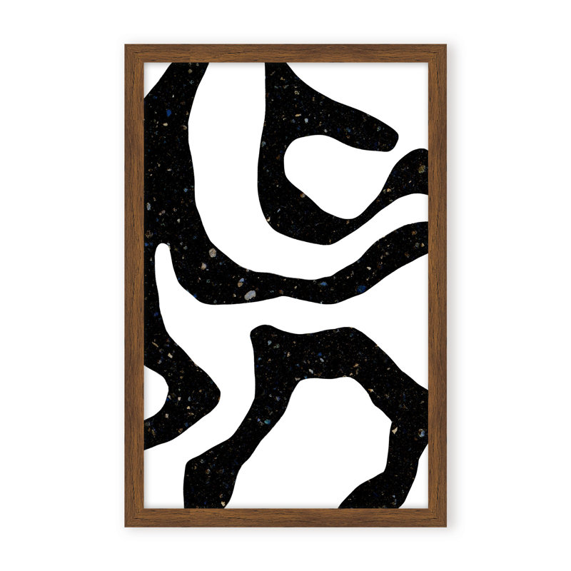 Abstract Black Gems by  - Picture Frame Painting on Paper, 48" H x 32" W x 1.125" D, Framed Print, White