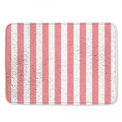 Pink White Stripes Bath Mat