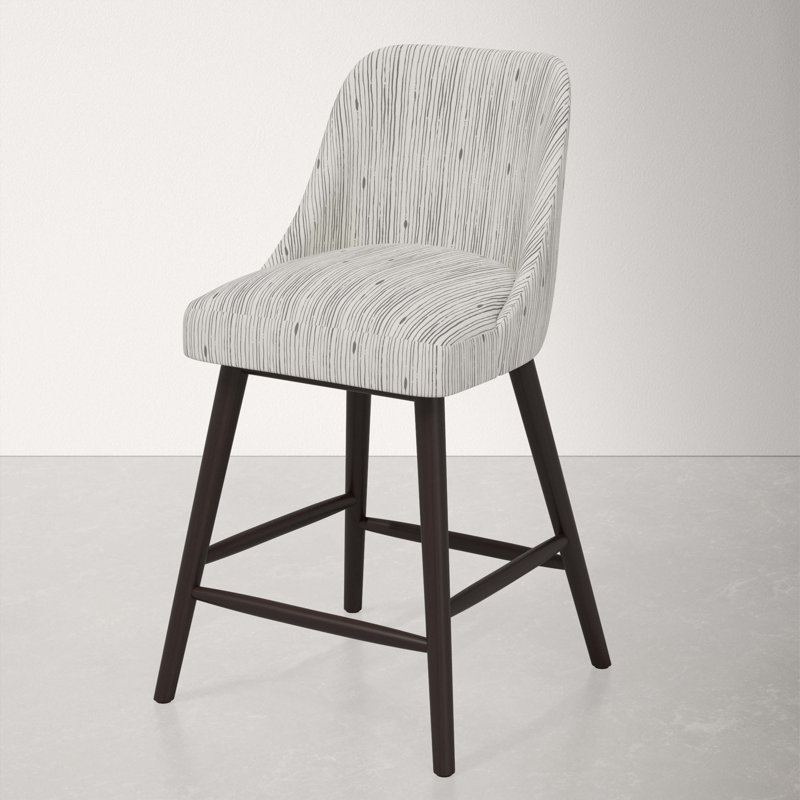 Tabouret de bar et de comptoir Gallie, Tabouret de comptoir (hauteur de siège de 27 po), Espresso, Rayures grises Shibori