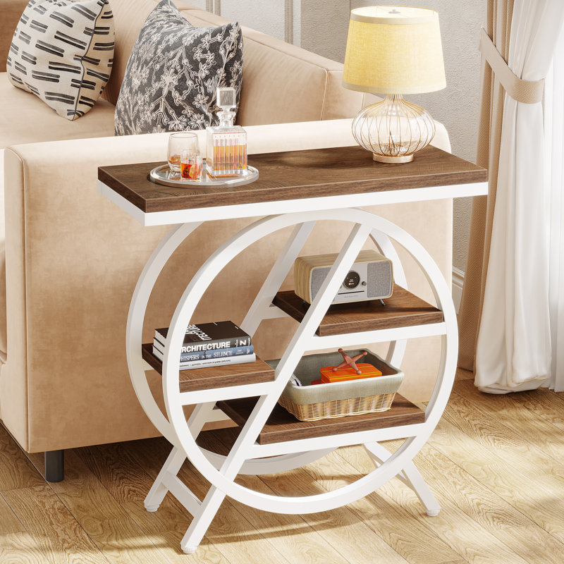 End Table, Brown, White/Brown