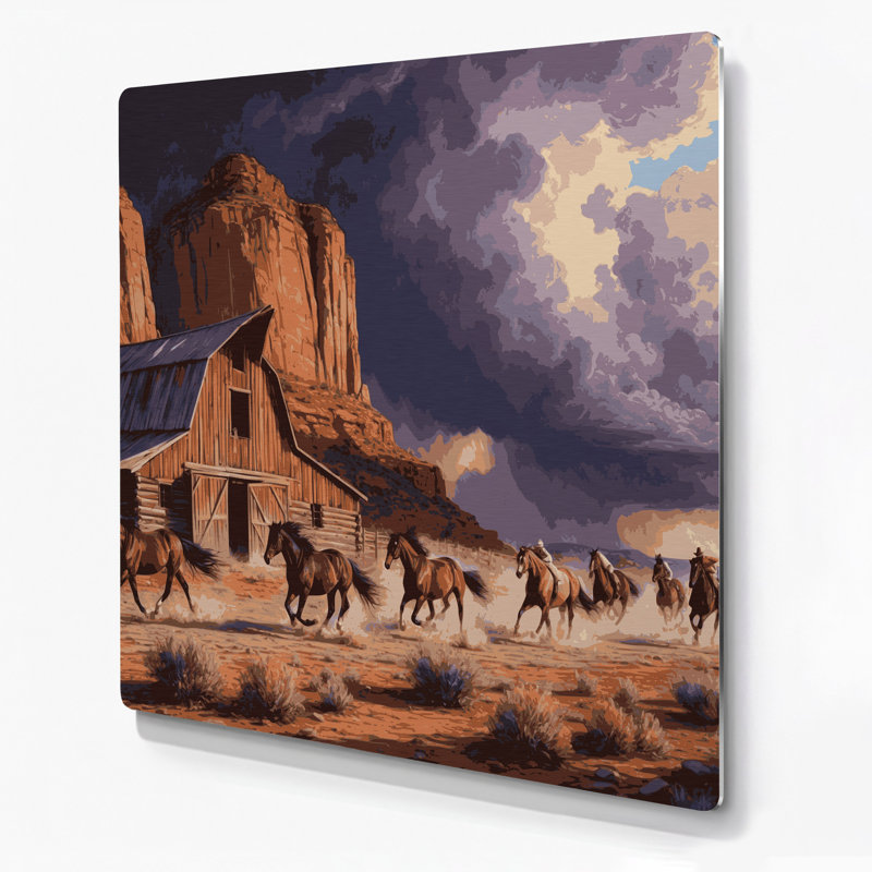 Art mural noir en métal South Ranch, 12" H x 12" W
