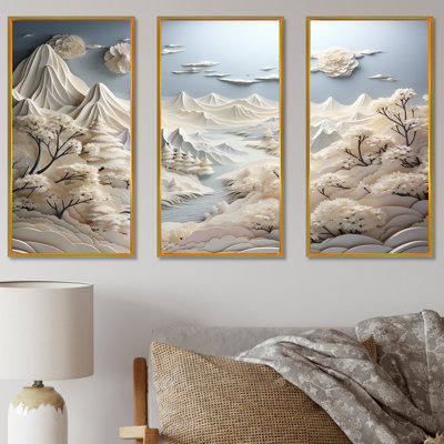 Abstrait Snowy Winter Mountains II - Paysage abstrait, art mural
