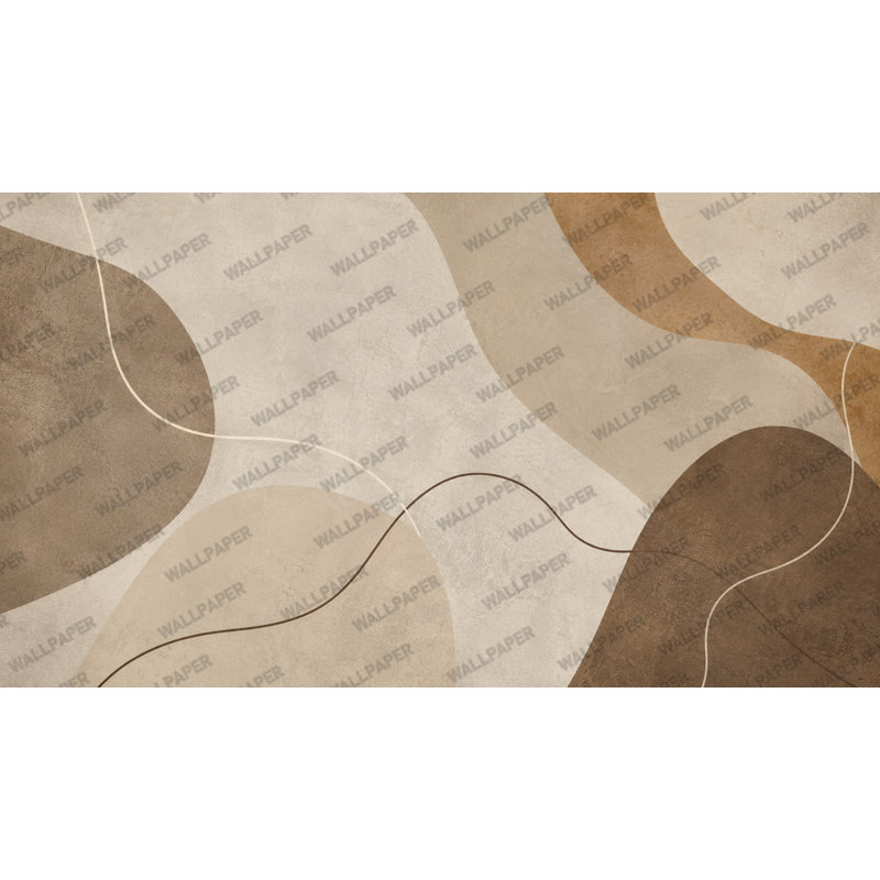 Papier peint géométrique abstrait moderne, neutre, taupe beige et brun, L 120 x L 80, Vinyle