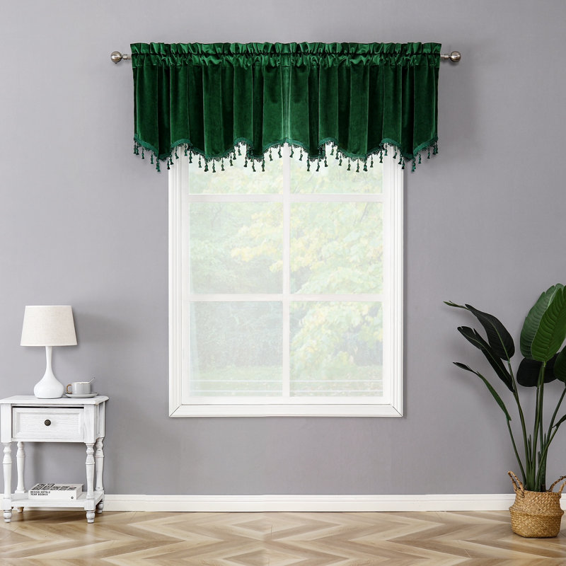 Cavaliere Tailored 52'' W Window Valance, Green