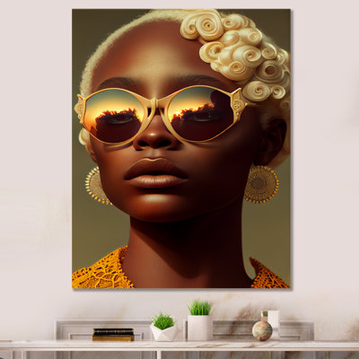 Portrait contemporain d'une jeune femme afro-américaine sur toile