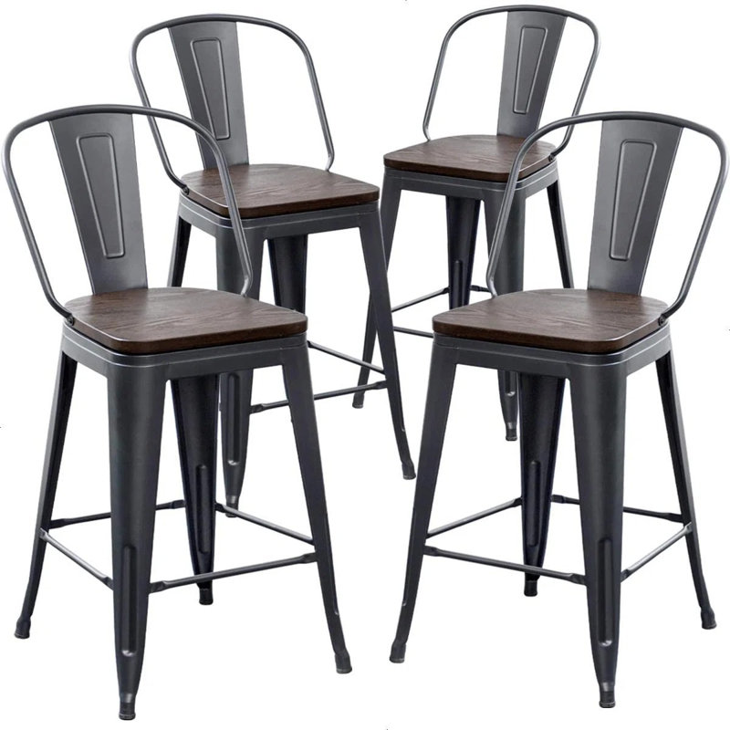 Rosenberry Counter Stool with Metal Frame, Bar Stool (30" Seat Height), Black