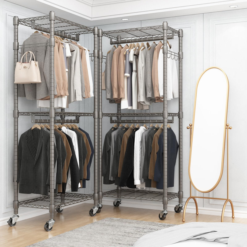Hico 24'' Metal Rolling Clothing Rack, Gray