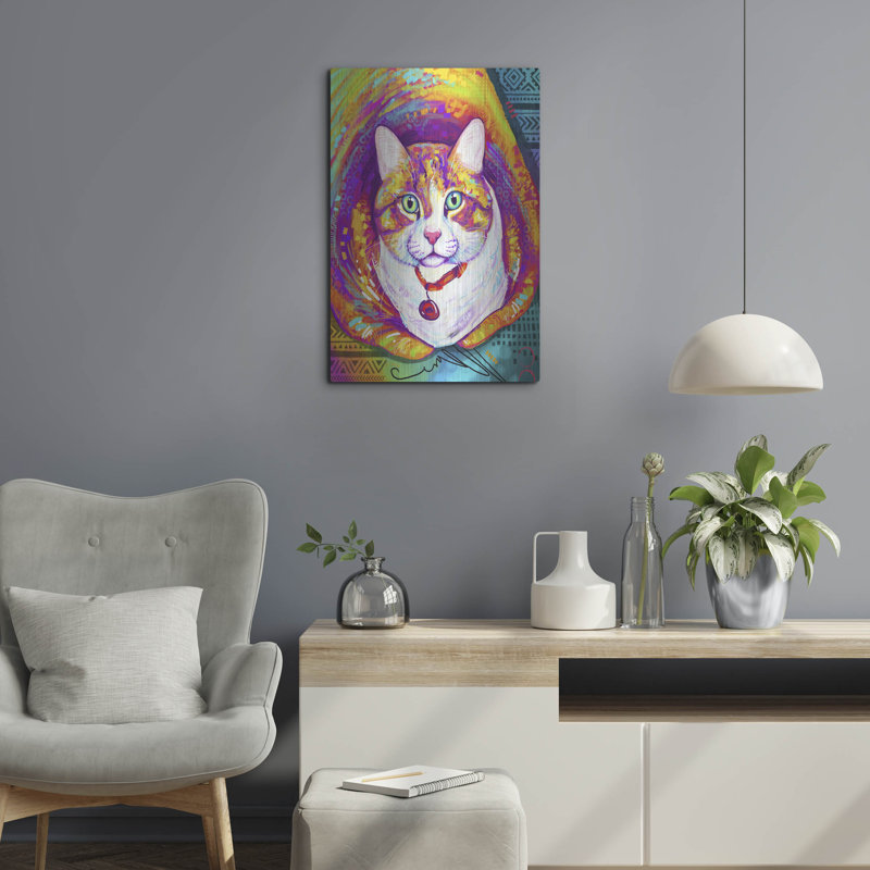 «Pop Art Tabby Cat 2» par Furbaby Affiliates, art mural en métal, 12 po x 16 po, H 24 po x l 16 po