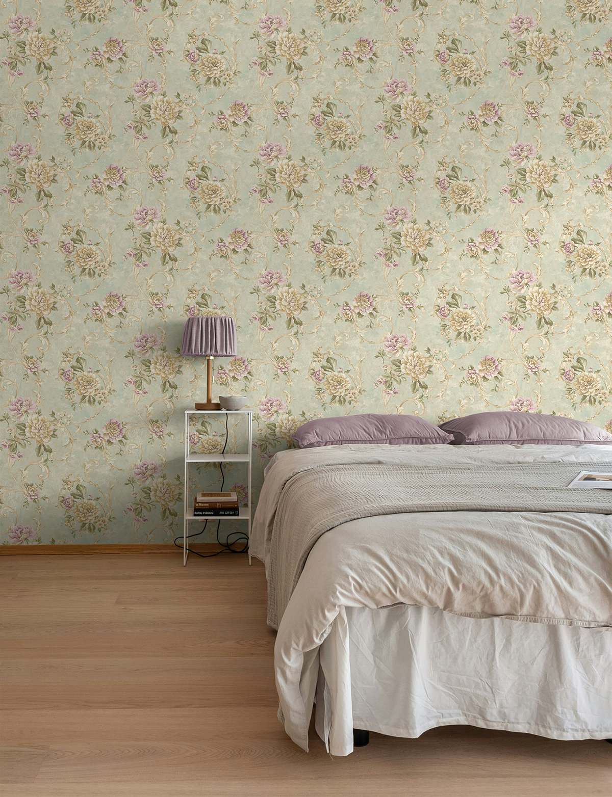 Seabrook Designs Metallic Maeve Floral Scroll Unpasted Wallpaper | Wayfair