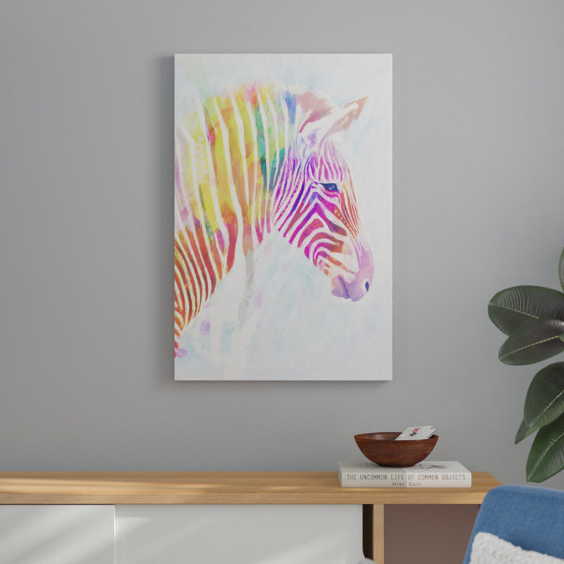 Fluorescent Zebra II by Victoria Borges - Painting Print, 91cm H x 61cm W, Wrapped Canvas