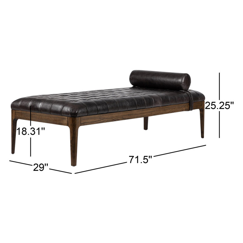 Joanna Leather Bench, Sonoma Black Genuine Leather