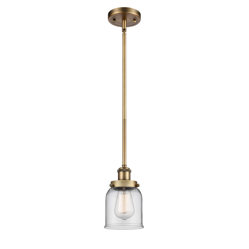 Mini luminaire suspendu à cordon 5 lumières Ballston Urban Bell, Clair, Laiton brossé, Ampoule non incluse