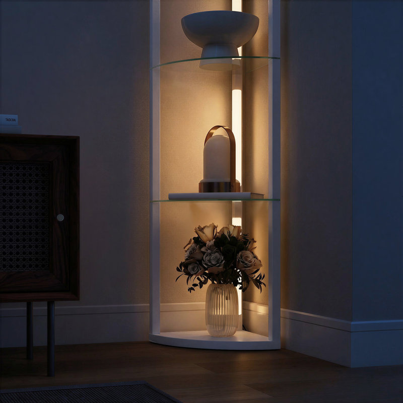  LED Floor Lamp with Shelves, Dimmable Standing Lamp with Foot Switch, Grey