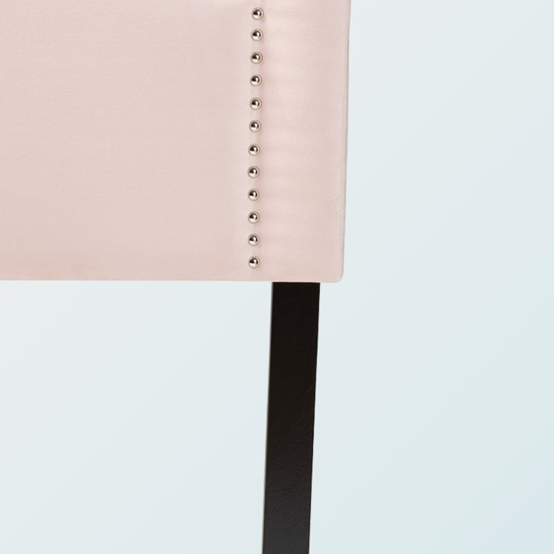 Iridium Nail Head Trim Full Light Pink Velvet Upholstered Headboard, 56.02" H X 55.97" W X 2.28" D, Light Pink, Full / Double