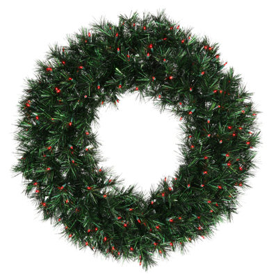 Couronne de Noël pré-éclairée pin vert minuit