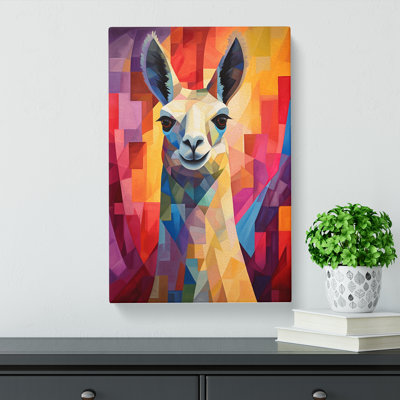 Llama Cubism Art - Wrapped Canvas