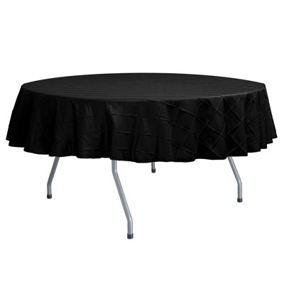 Embroidered Pintuck Taffeta Tablecloth - Fits Tables Smaller, Black