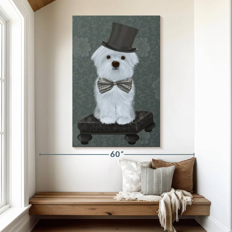 Brampt Maltese With Top Hat, 51" H x 34" W
