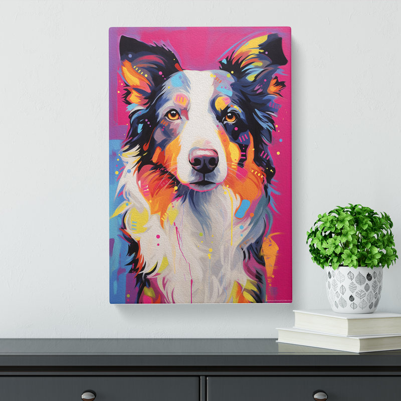 Border Collie Contemporary No.2 - No Frame Print, 50cm H x 35cm W x 3cm D