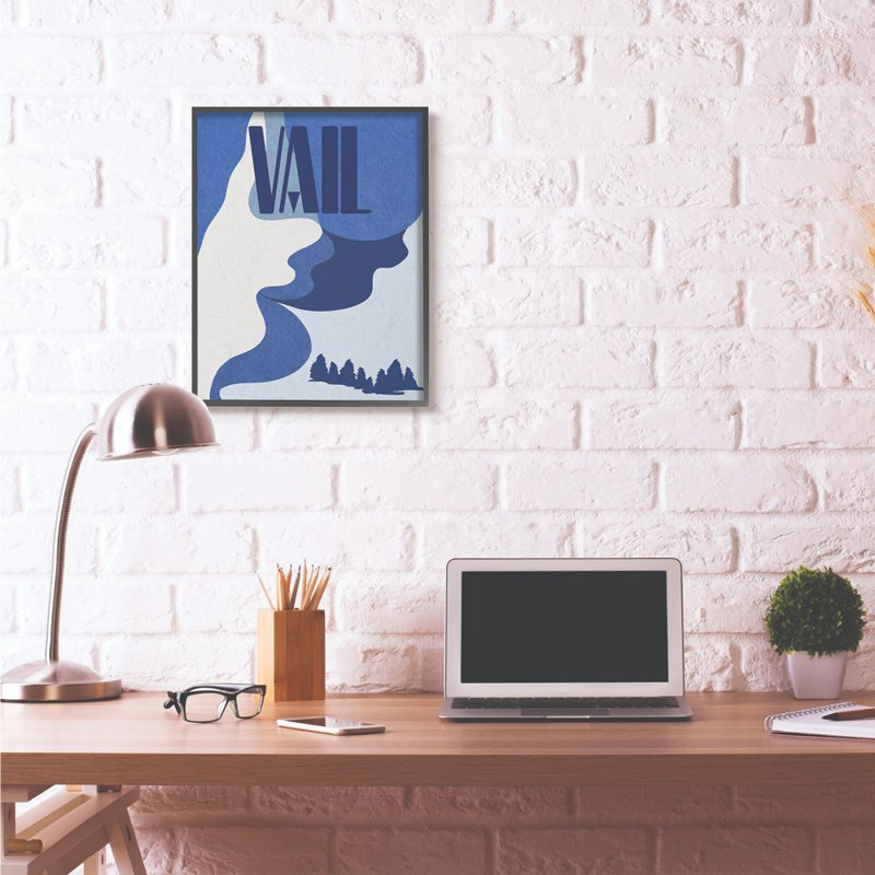" Vail Abstract Mountain Design ", 30" H x 24" W, Midnight Black Framed Giclee