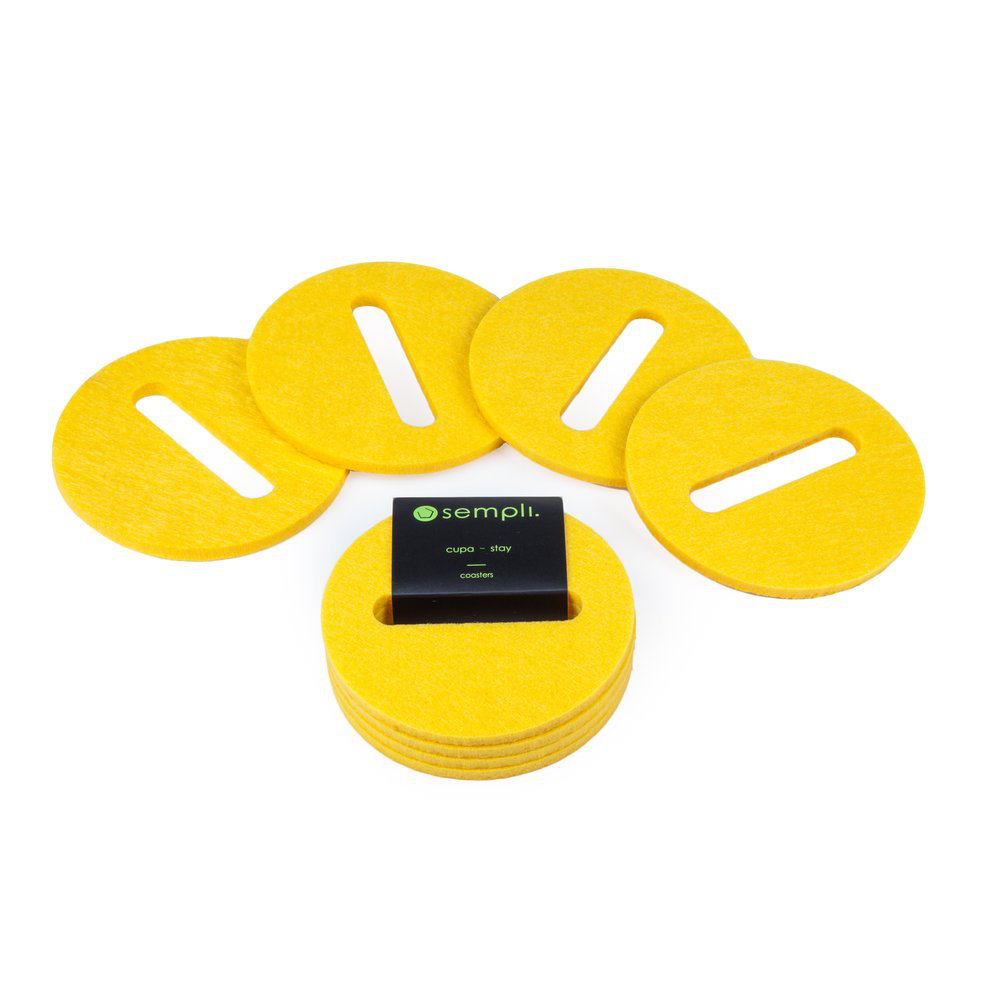 Stay Round 4 Piece Coaster Set, Yellow