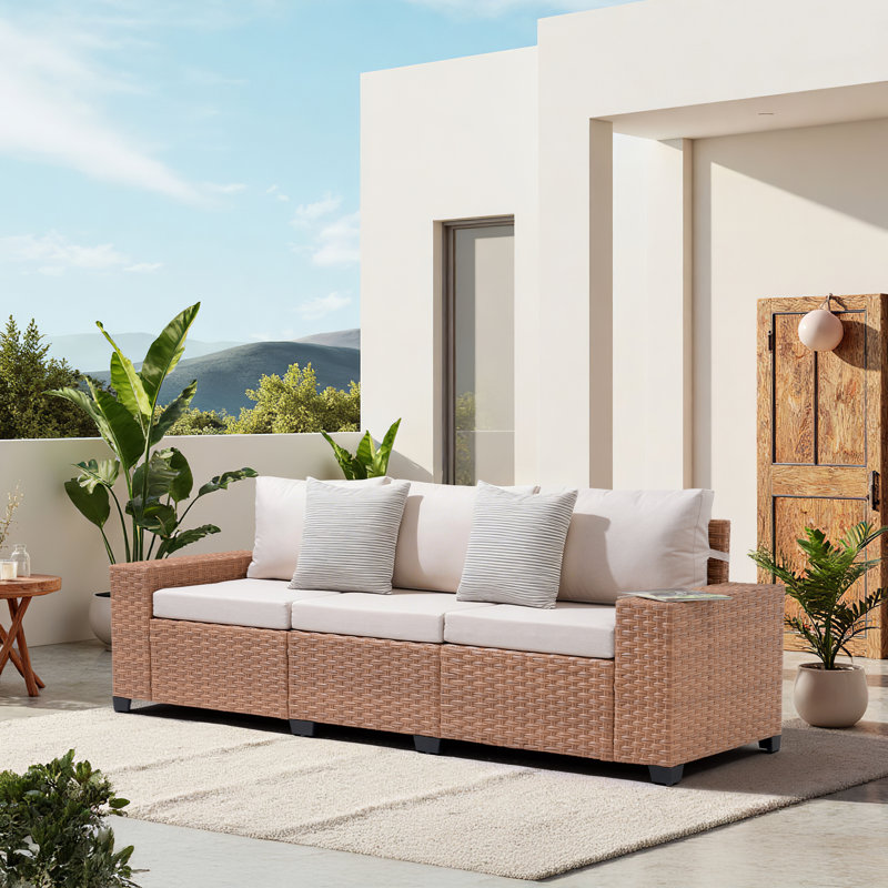 3-seat Outdoor Patio Sofa With Cushions