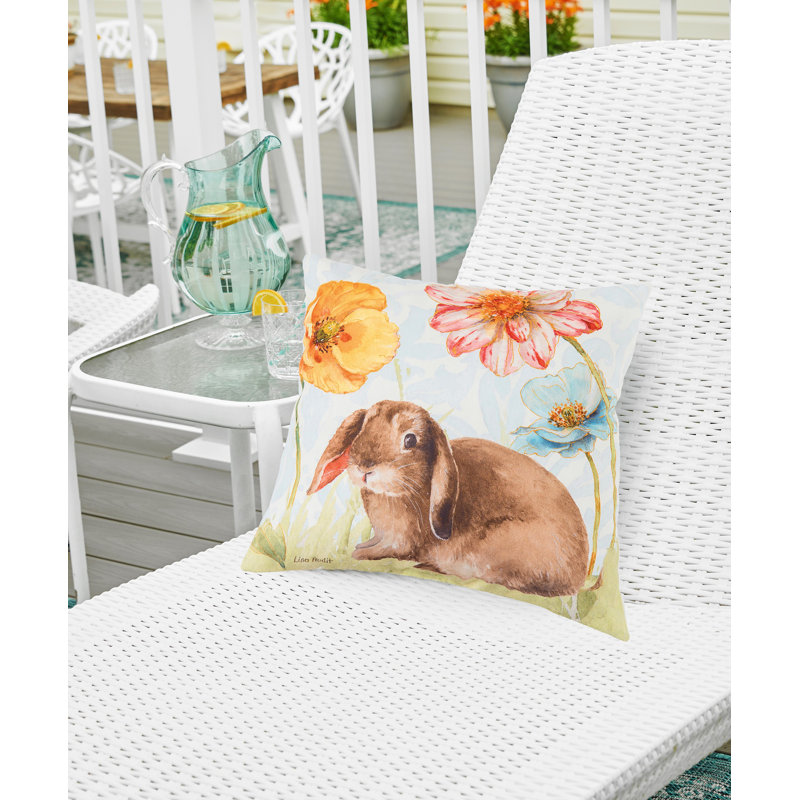 Floppy Ear Bunny Spring Easter Indoor/Outdoor Throw Pillow