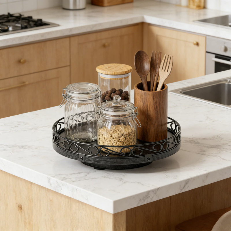 Plateau tournant Lazy Susan, Noir satiné