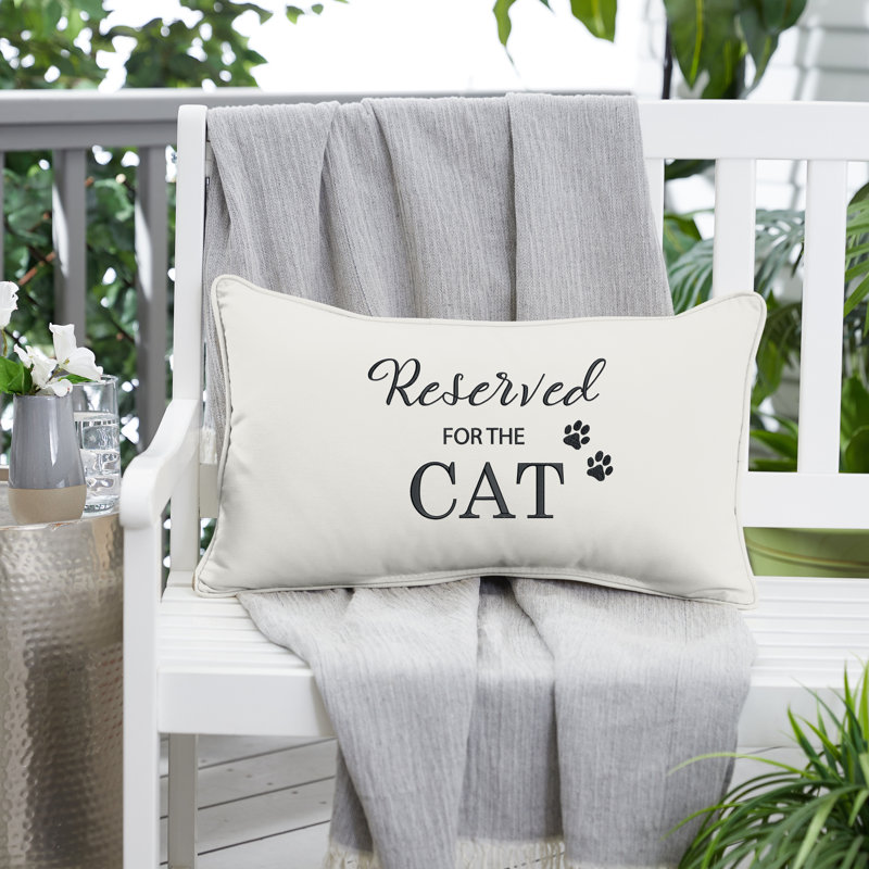 Coussin intérieur / extérieur brodé lombaire réservé, Chat