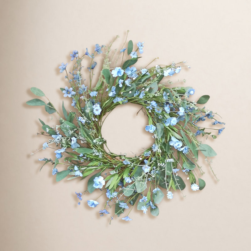 24" Spring Blue Floral Wreath