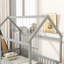 Lit simple au sol avec toit et garde-corps pour chambre d'enfant