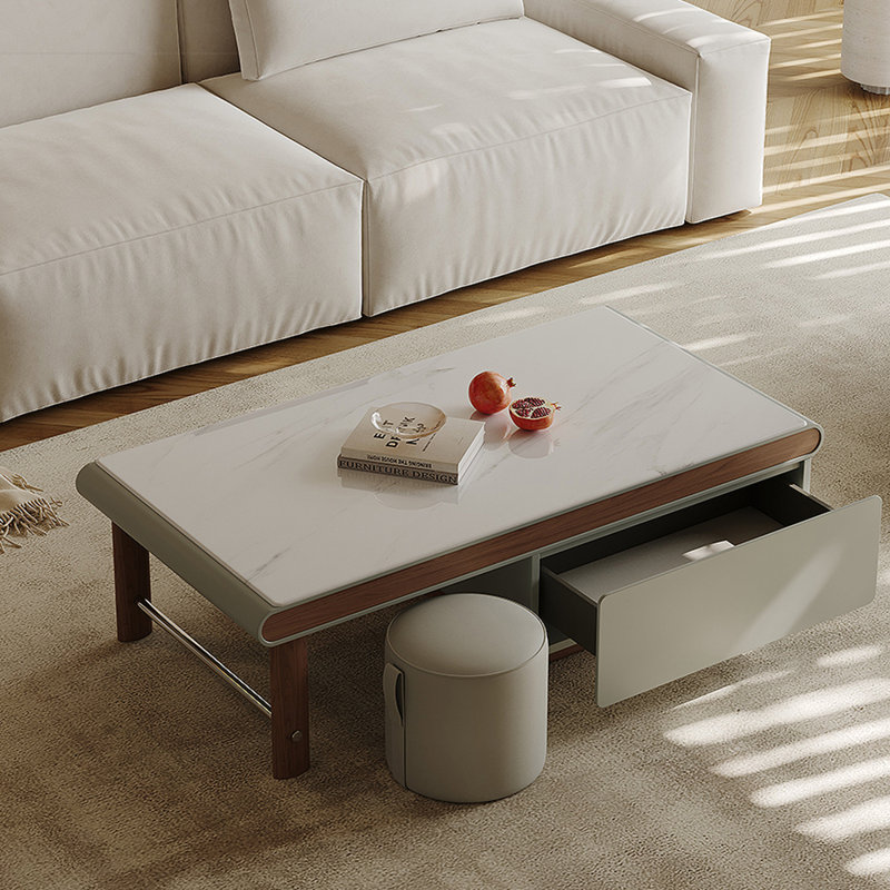 Table basse en marbre avec rangement minimal