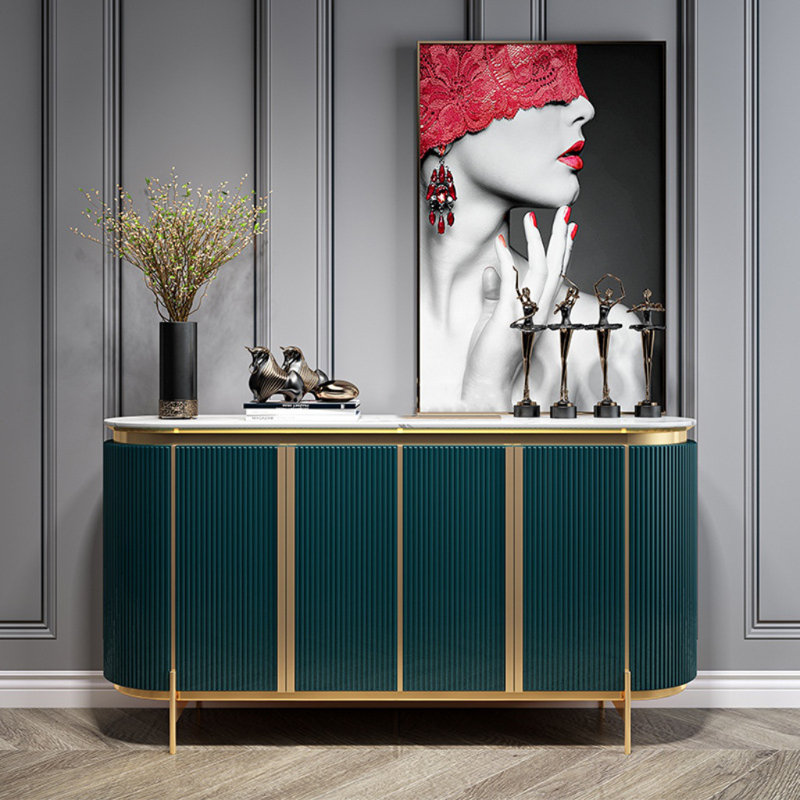 Buffet léger et luxueux, H 33,46 po x l 59,06 po x P 15,75 po, Vert/blanc