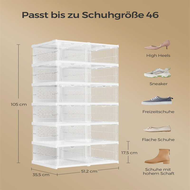12 Pair Stackable Shoe Storage Box