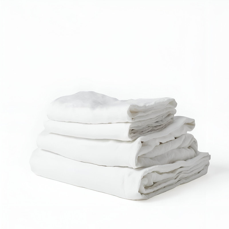 Linen Sheet Set Cotton 4 Piece Sheet Set Fitted Sheet Fits Upto 16" Deep Pocket, Queen Sheet Set