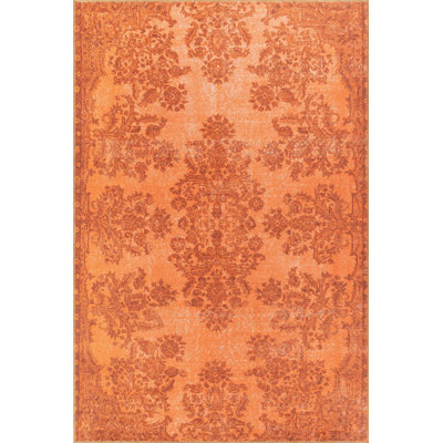 Luxurious Orange Carpet, 2.5 x 4.9 Feet | 100% Polyester, 1.2 lbs/sq ft, Pile Height: 0.2 Inches | Eco-Friendly Recycled Poly Cotton Underside | Soft, Durable, Non-Machine Washable | Ideal for Living Rooms & Bedrooms