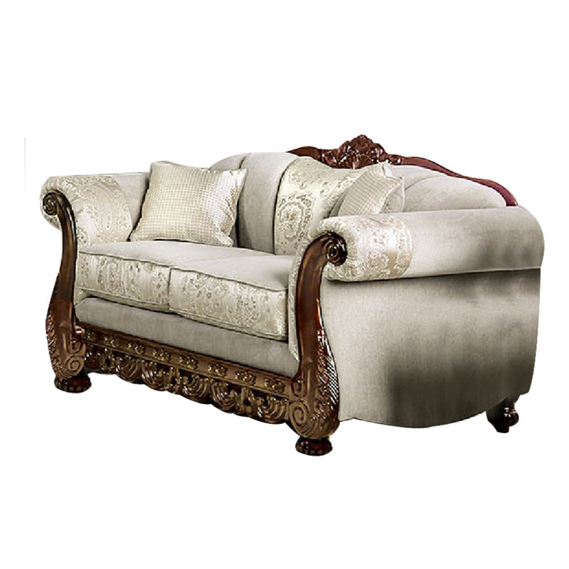 Ensemble de causeuse pour canapé 2 pièces Delie, chenille, 4 coussins décoratifs Delie, Ivoire ivoire